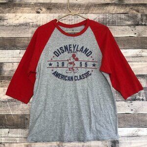Disney Parks Disneyland 1955 American Classic Gray/Red Raglan Tee Medium